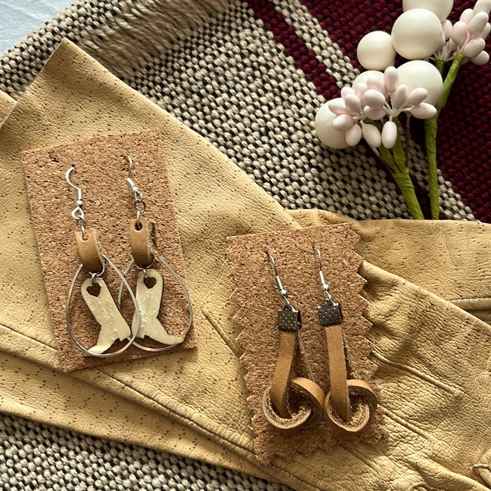 Leather cowgirl earrings!
